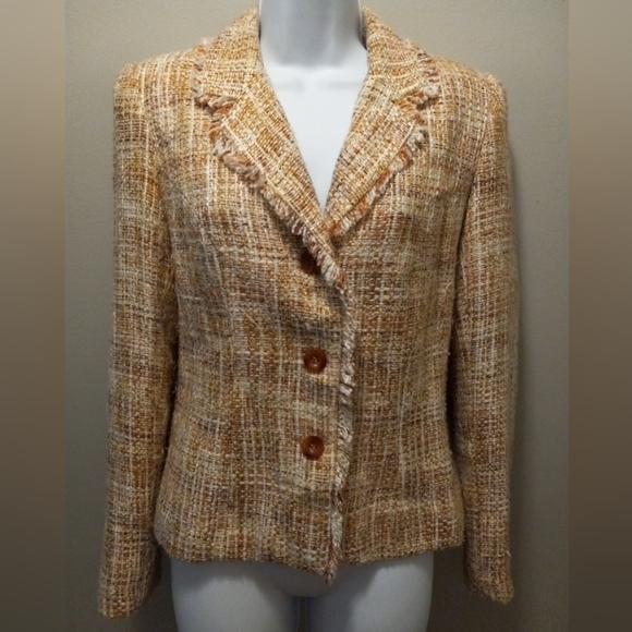 RL Richard Jackets & Blazers - RL Richard Blazer Womens  Sz 8P Fringe Tweed  Blazer